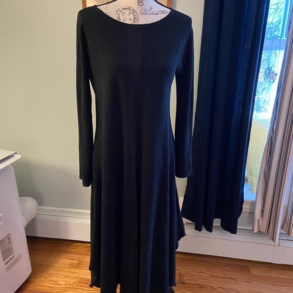 Bettina Riedel M Black Maxi Dress Art to Wear Lagenlook Goth Y2K Stretch